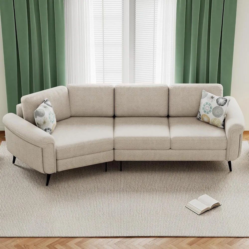 Modern Upholstered 3 Seater Sofa with Printed Pillows