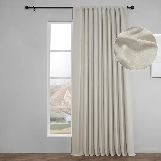 Faux Linen Textured Room Darkening Curtains for Living Room and Bedroom