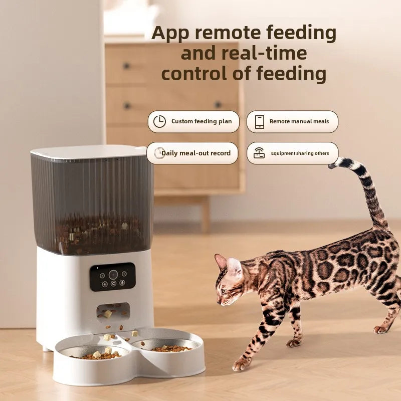 Smart WiFi Cat Feeder with Camera and Voice Control