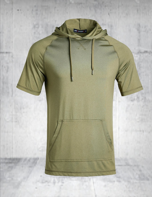 Men's lightweight and breathable casual sports hoodie - short sleeved quick drying suitable for outdoor sports in summer
