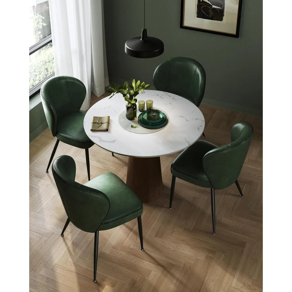 Elegant Dining Chairs Set of Four with Synthetic Leather Upholstery