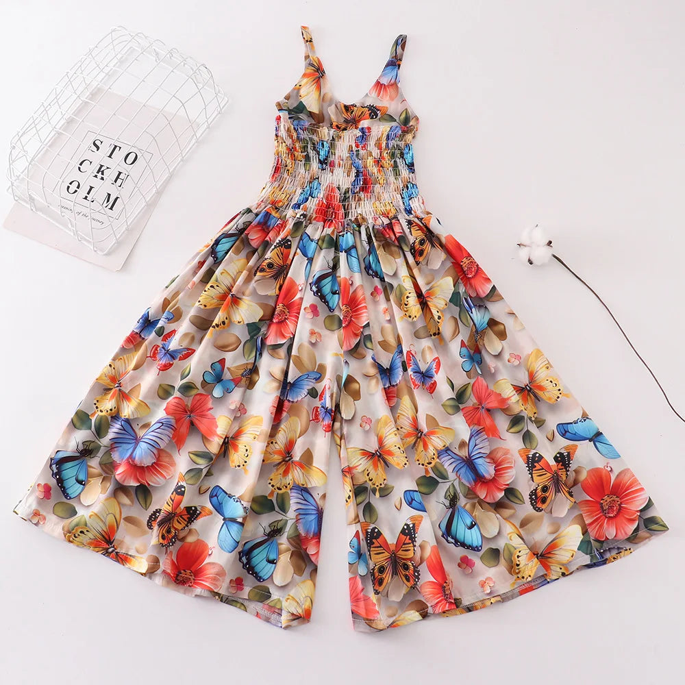 Girls Summer Playsuit Romper Wide Leg Beach Jumpsuit