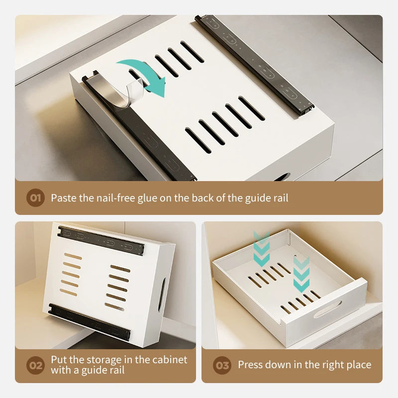 In-Cabinet Pulley Drawer Shelf Organizer for Efficient Kitchen Storage