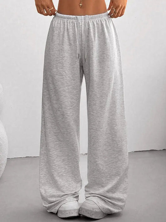 Women Slim Knit Trousers Lace Up Streetwear Pants Elegant