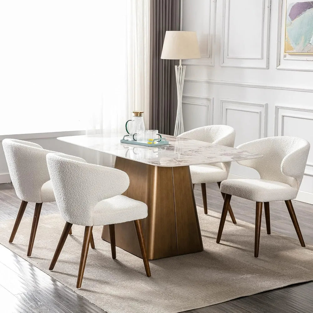 Upholstered Accent Arm Chairs Set of 6 for Kitchen Dining Room Side Chairs with Wood Legs Mid Century Modern Dining Chairs