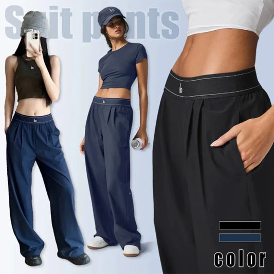 Women's Casual Loose Suit Pants High Waisted Straight Leg Trousers