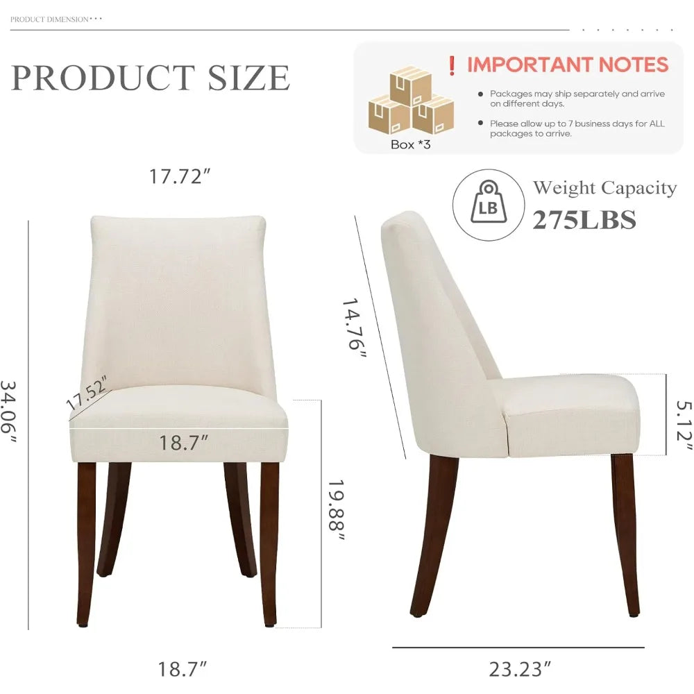 Upholstered Dining Chairs Set of 6 Mid Century Modern Kitchen Chairs with Back Farmhouse Fabric Side Dining Room Chairs