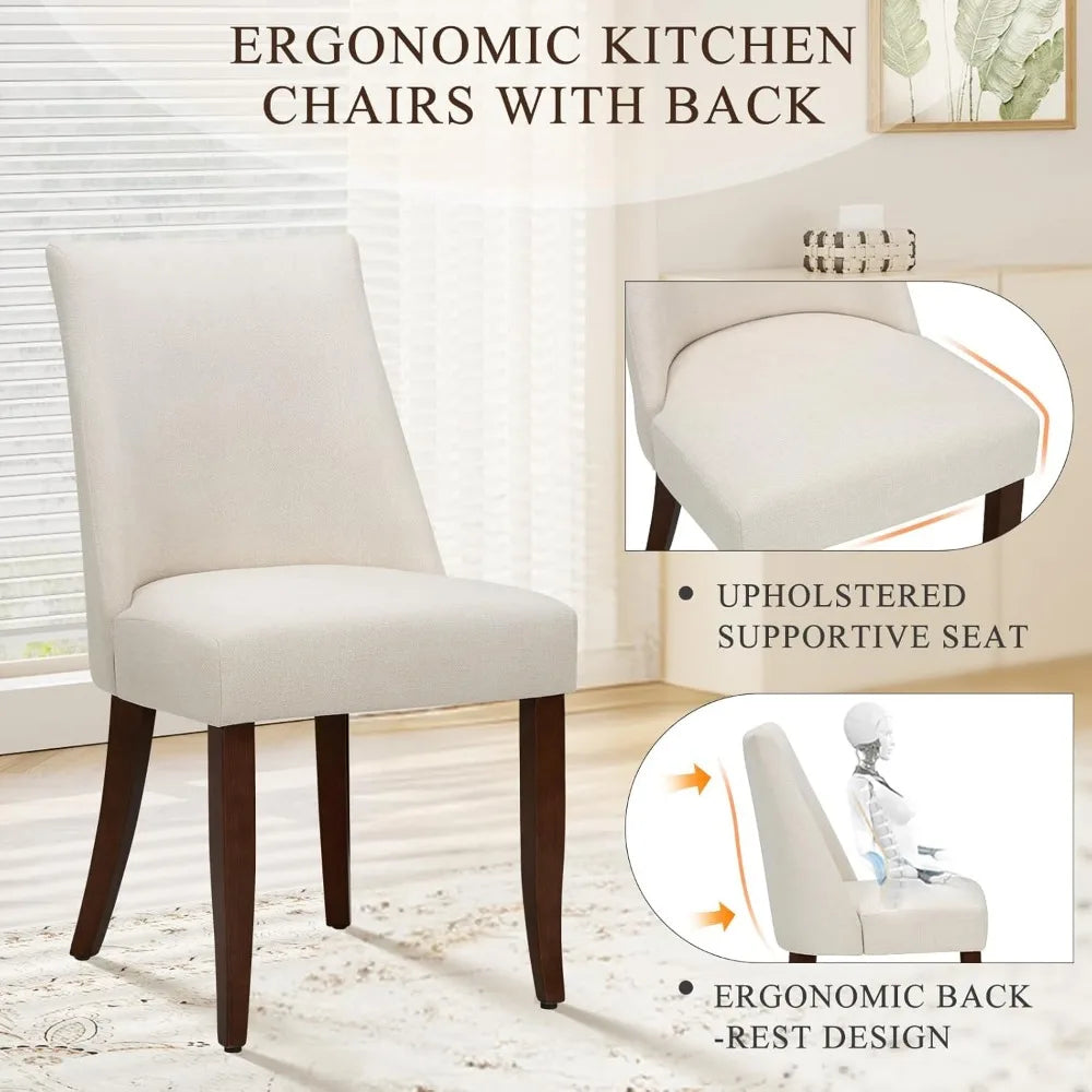 Upholstered Dining Chairs Set of 6 Mid Century Modern Kitchen Chairs with Back Farmhouse Fabric Side Dining Room Chairs