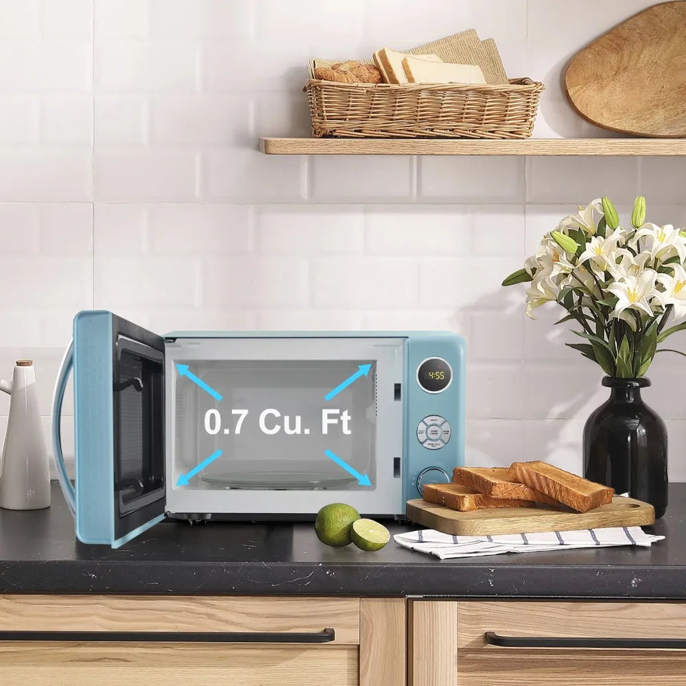 0.7 Cu Ft Retro Desktop Microwave Blue 700W Free Delivery of Kitchen Essentials