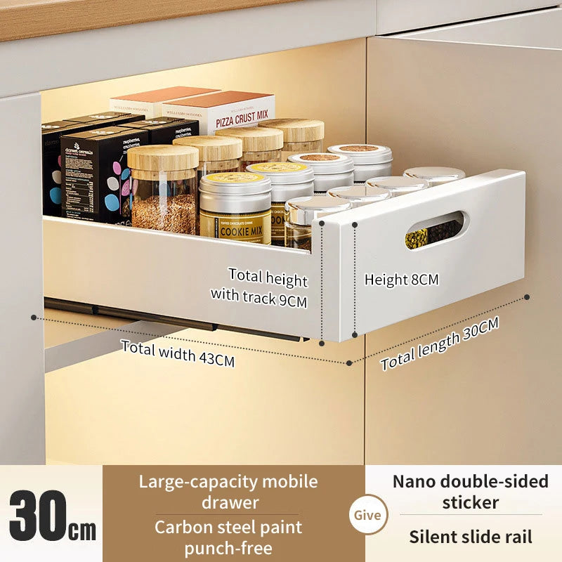 In-Cabinet Pulley Drawer Shelf Organizer for Efficient Kitchen Storage