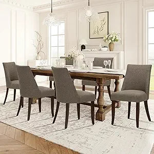 Upholstered Dining Chairs Set of 6 Mid Century Modern Kitchen Chairs with Back Farmhouse Fabric Side Dining Room Chairs