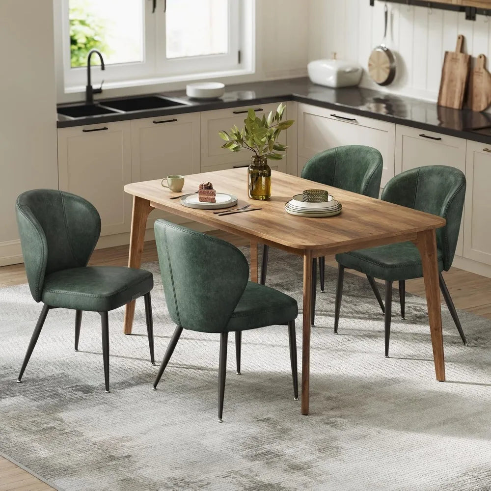 Elegant Dining Chairs Set of Four with Synthetic Leather Upholstery