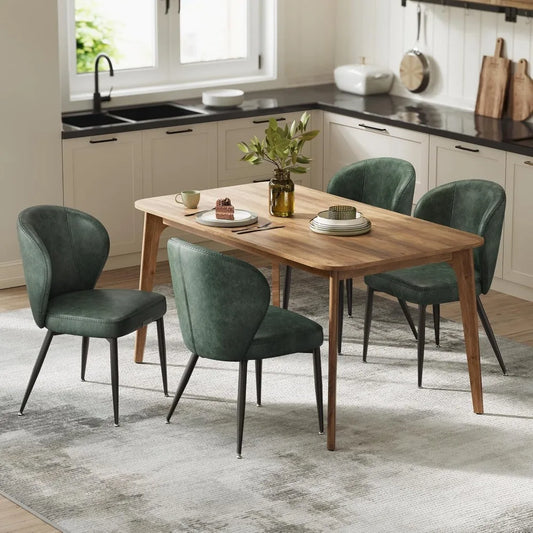 Elegant Dining Chairs Set of Four with Synthetic Leather Upholstery