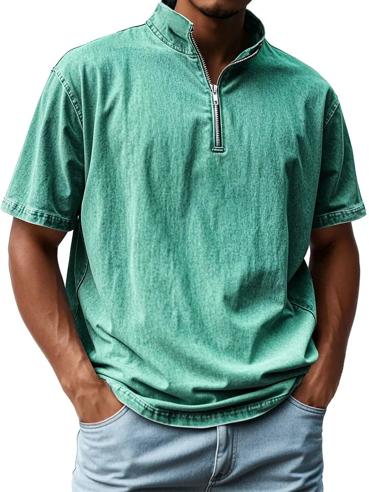 Men's Casual Zipper Fly Short Sleeve Tops for All Seasons