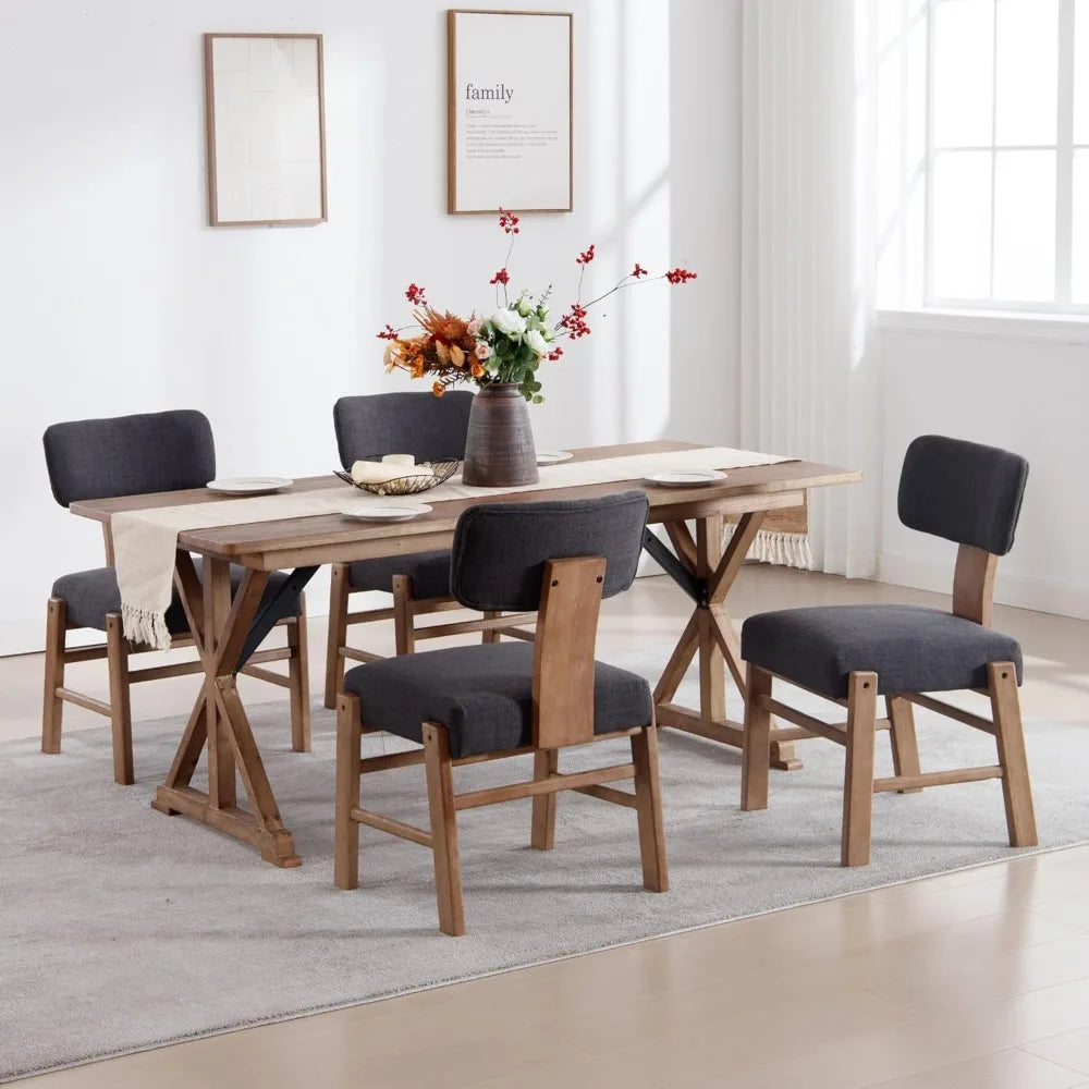 Dining Chairs Set of 4 Farmhouse Kitchen and Dining Room Chairs with Wood Legs Comfy Accent Side Chairs for Dining Living Room