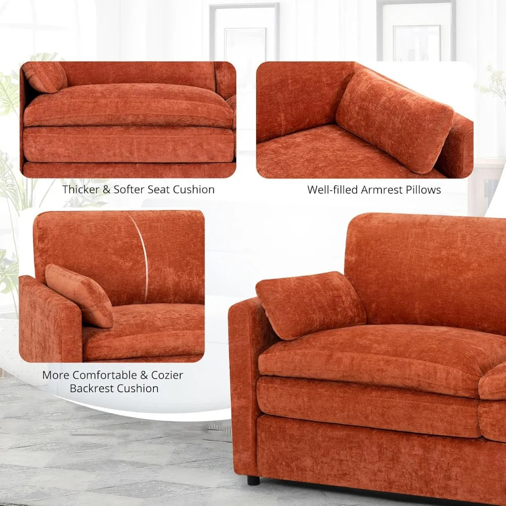 Modern Upholstered Sofa Couch with Soft Thick Cushions