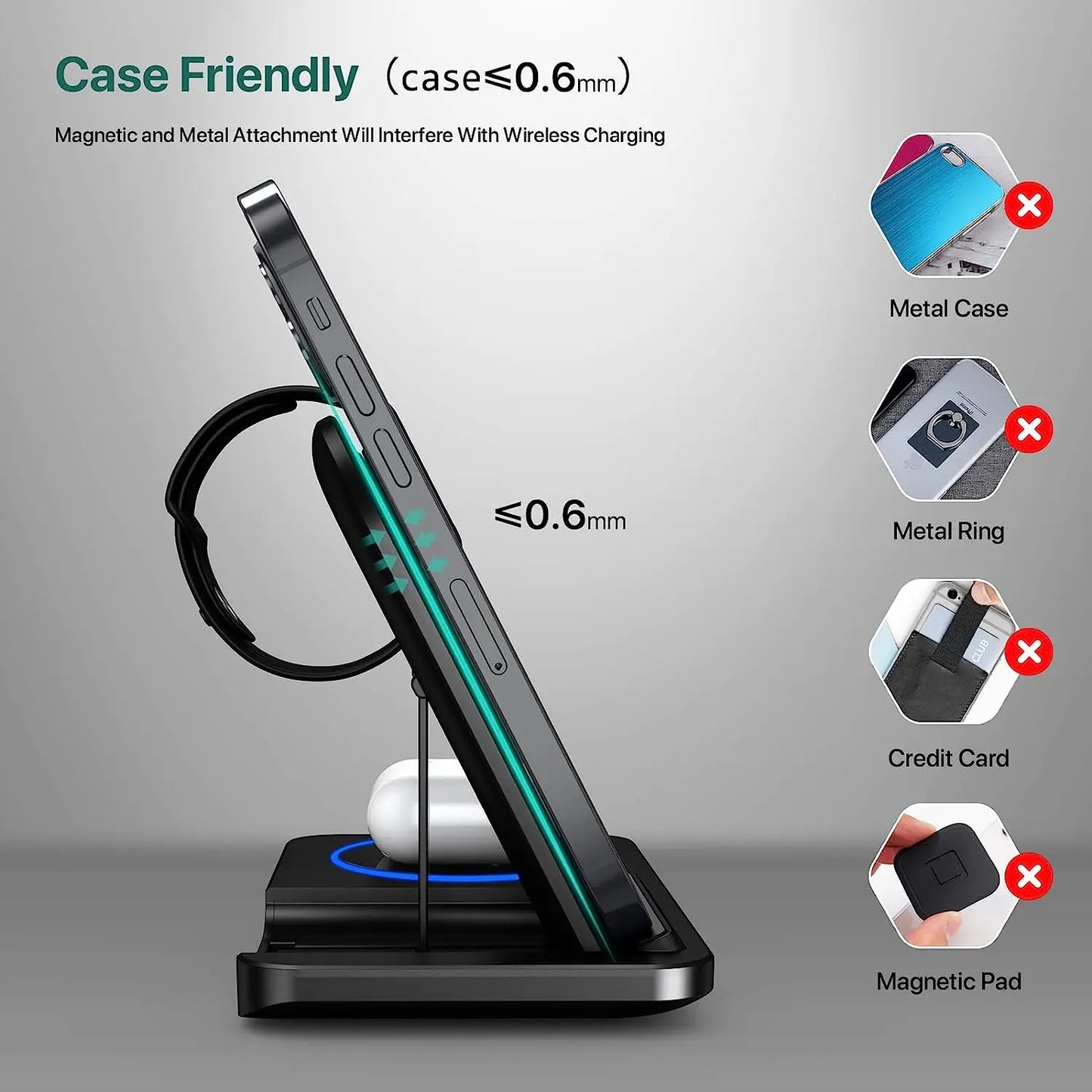 3 in 1 Wireless Charging Station for iPhone Apple Watch Airpods