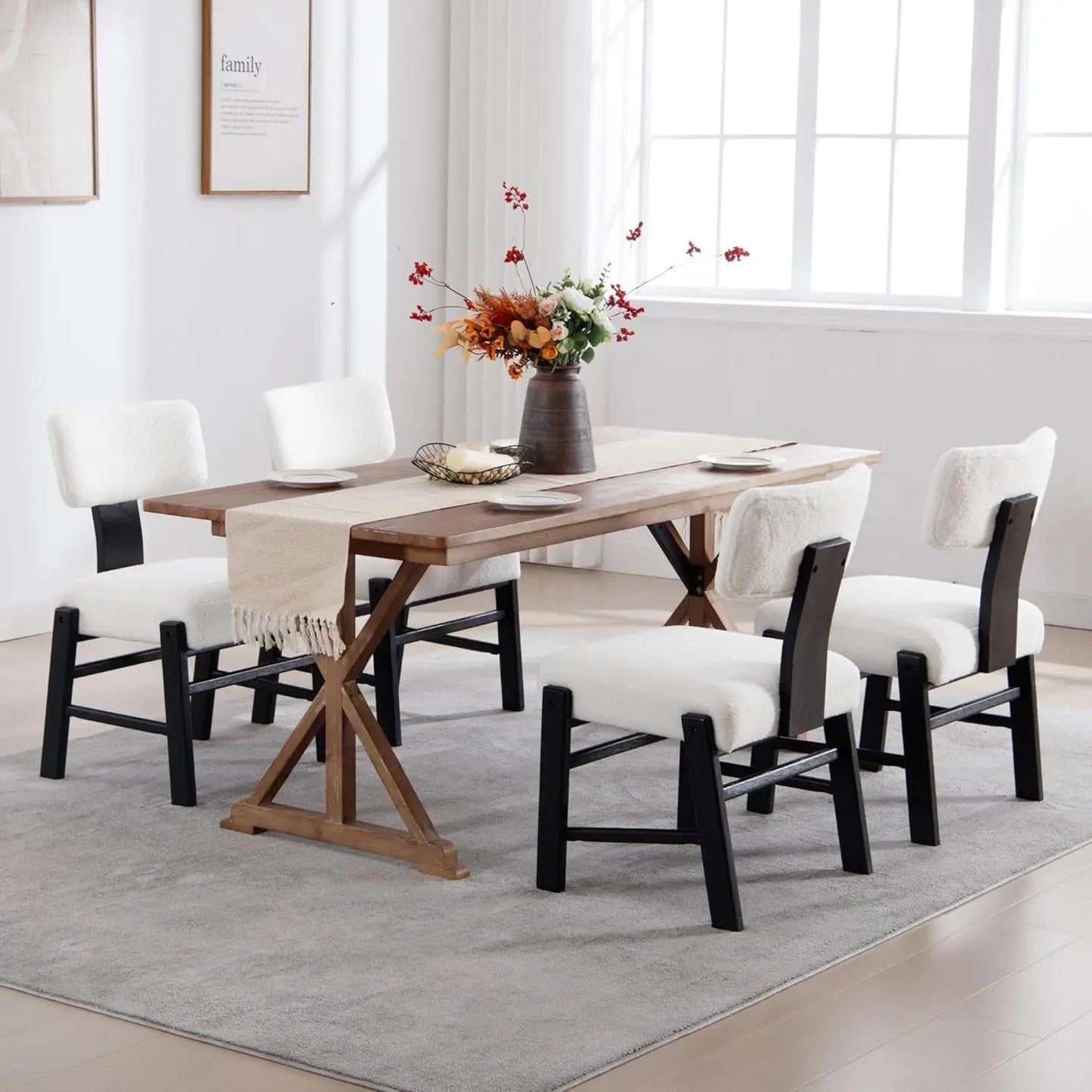 Dining Chairs Set of 4 Farmhouse Kitchen and Dining Room Chairs with Wood Legs Comfy Accent Side Chairs for Dining Living Room