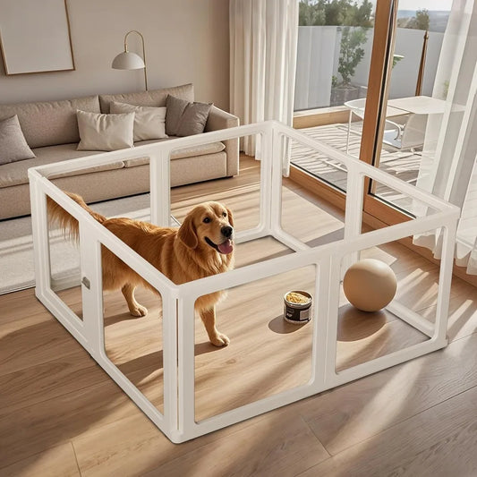 Citylife Dog Playpen with Door Clear Pet Playpen for Indoor Outdoor Easy to Install and Remove Puppy Playpen for Dogs Cats Bun