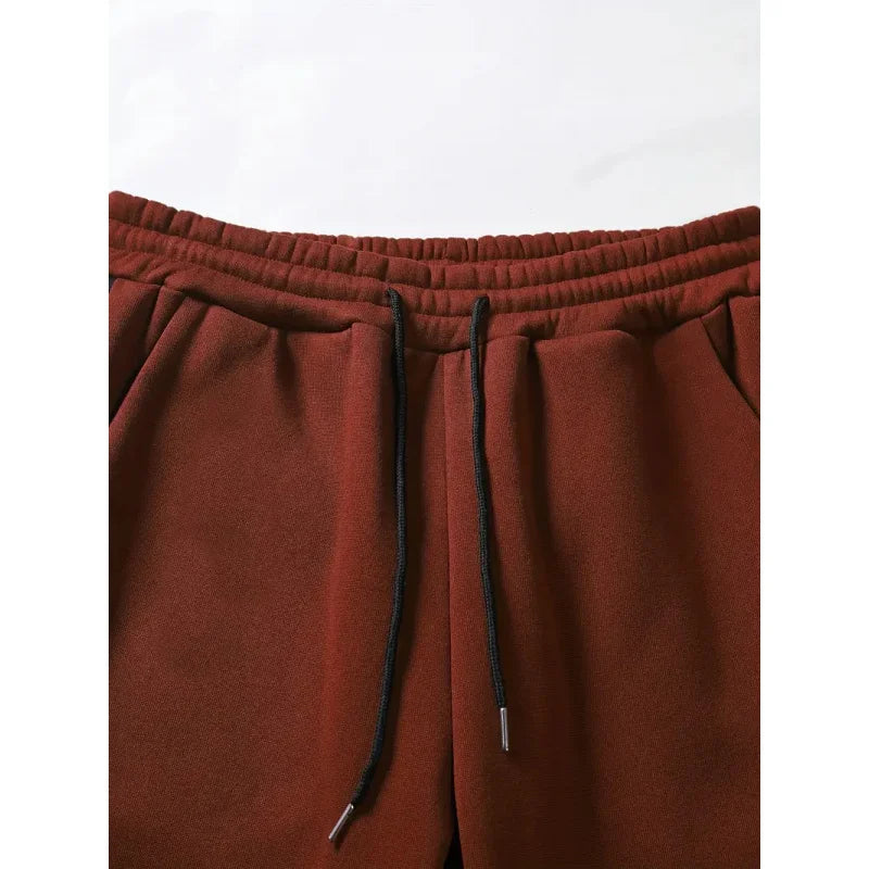Men's Contrast Color Hooded Jacket and Drawstring Pants Set