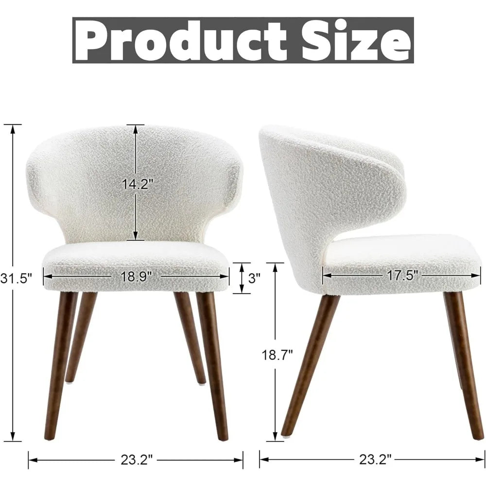 Upholstered Accent Arm Chairs Set of 6 for Kitchen Dining Room Side Chairs with Wood Legs Mid Century Modern Dining Chairs