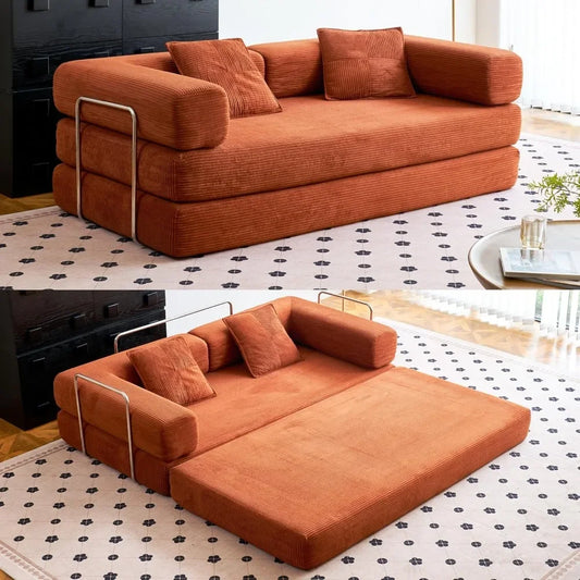 Convertible Compression Sofa Bed with Pillow Back Support