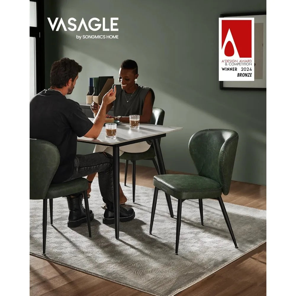 Elegant Dining Chairs Set of Four with Synthetic Leather Upholstery