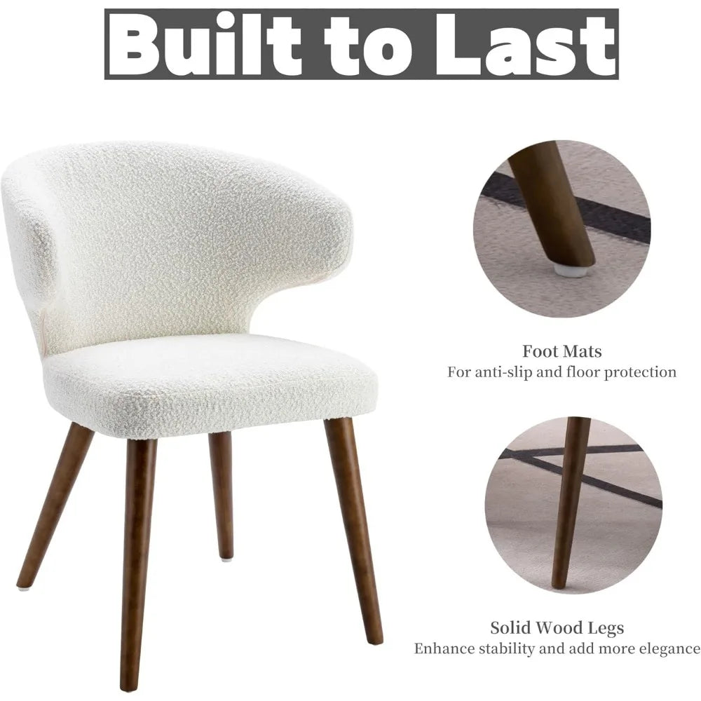 Upholstered Accent Arm Chairs Set of 6 for Kitchen Dining Room Side Chairs with Wood Legs Mid Century Modern Dining Chairs