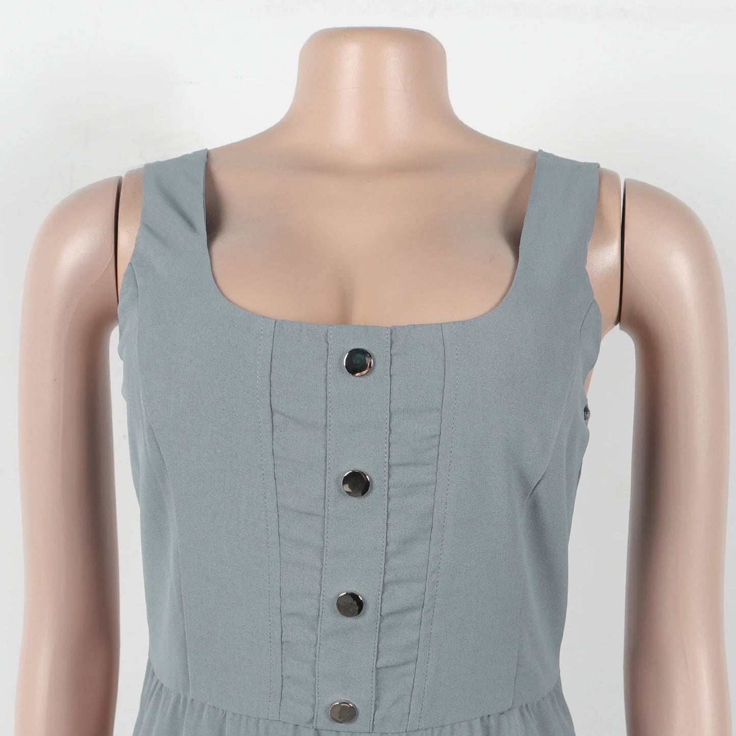 O Neck Pockets Cargo Midi Sleeveless Dress Women Night Club