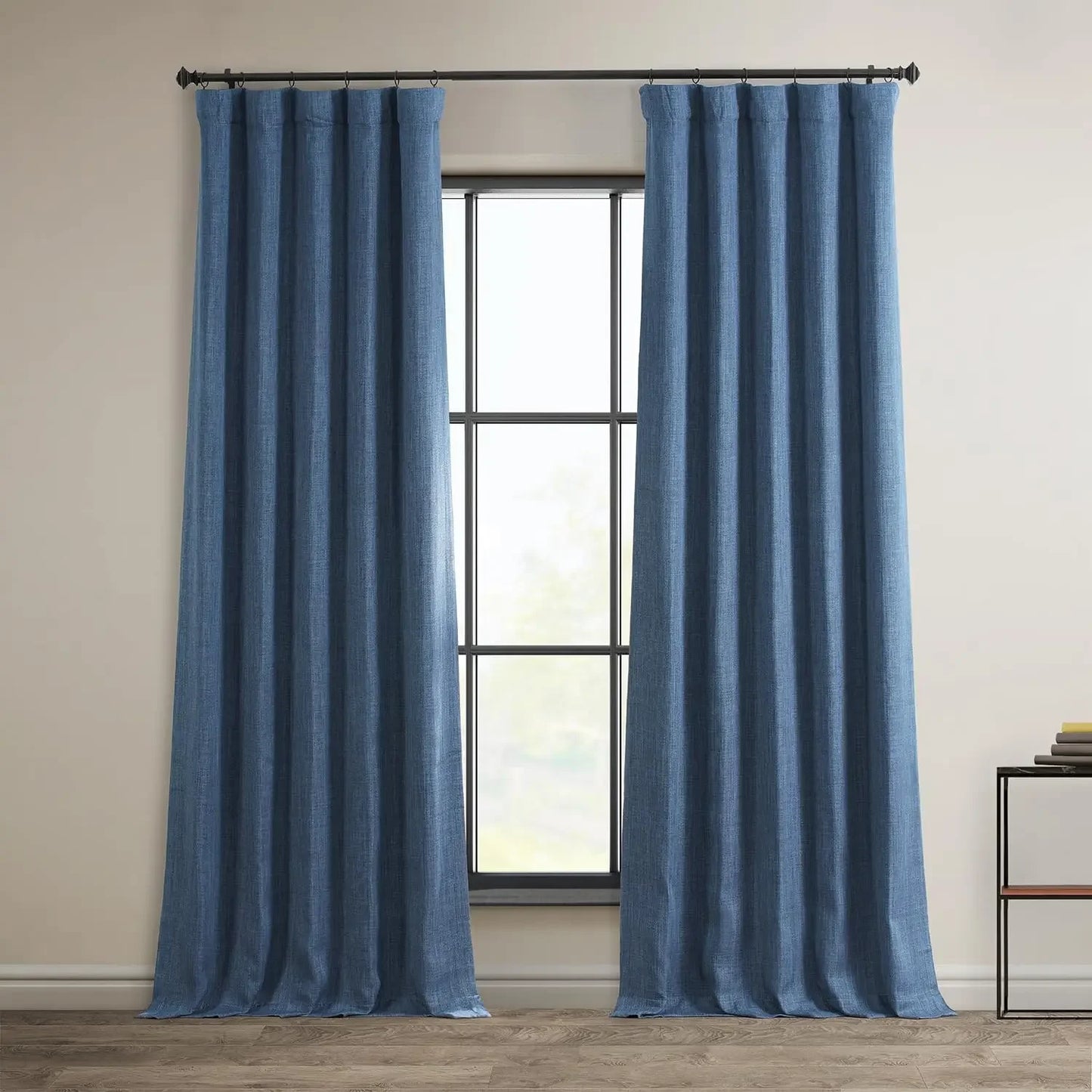 Faux Linen Textured Room Darkening Curtains for Living Room and Bedroom