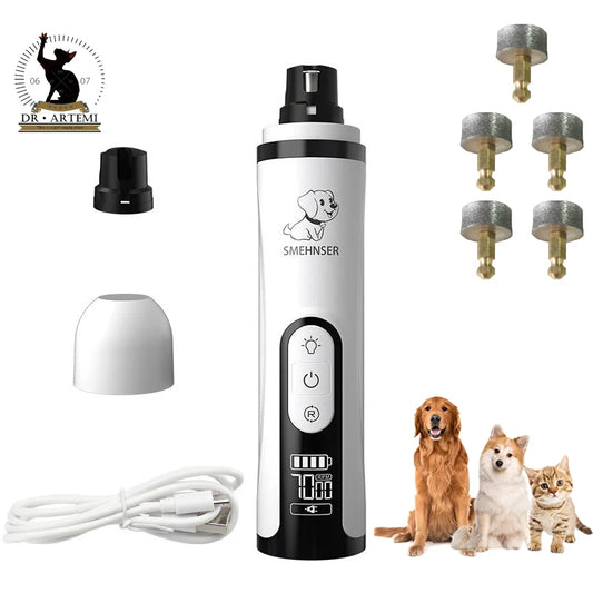 USB Rechargeable Pet Nail Grinder with LCD Screen and LED Light