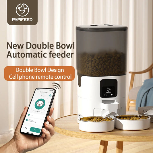 Smart Automatic Pet Feeder with WiFi and Double Bowl