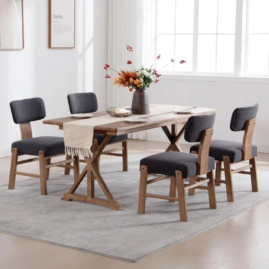 Dining Chairs Set of 4 Farmhouse Kitchen and Dining Room Chairs with Wood Legs Comfy Accent Side Chairs for Dining Living Room