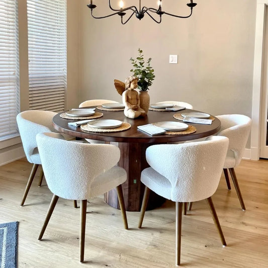 Upholstered Accent Arm Chairs Set of 6 for Kitchen Dining Room Side Chairs with Wood Legs Mid Century Modern Dining Chairs