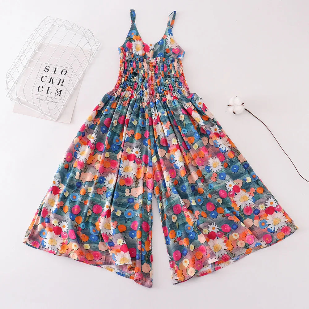 Girls Summer Playsuit Romper Wide Leg Beach Jumpsuit