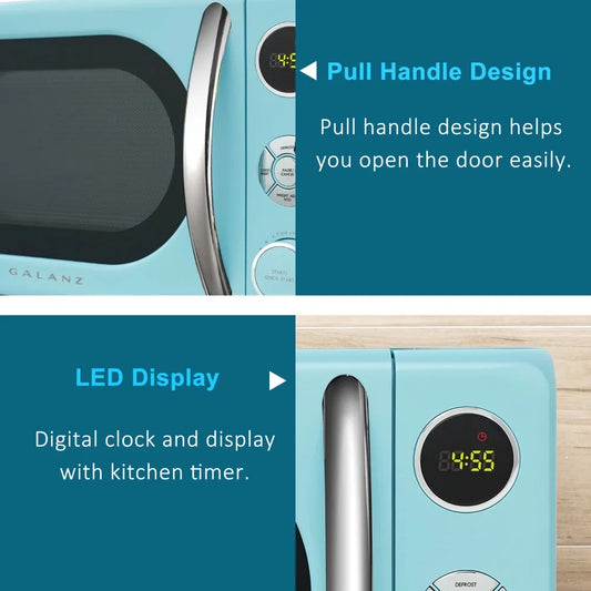 0.7 Cu Ft Retro Desktop Microwave Blue 700W Free Delivery of Kitchen Essentials