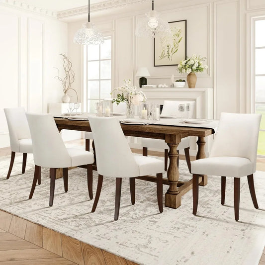 Upholstered Dining Chairs Set of 6 Mid Century Modern Kitchen Chairs with Back Farmhouse Fabric Side Dining Room Chairs