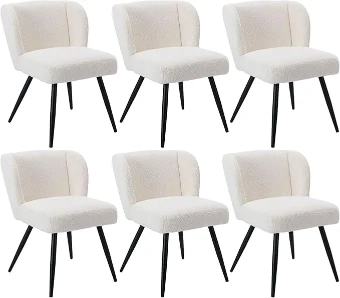 Upholstered Accent Arm Chairs Set of 6 for Kitchen Dining Room Side Chairs with Wood Legs Mid Century Modern Dining Chairs