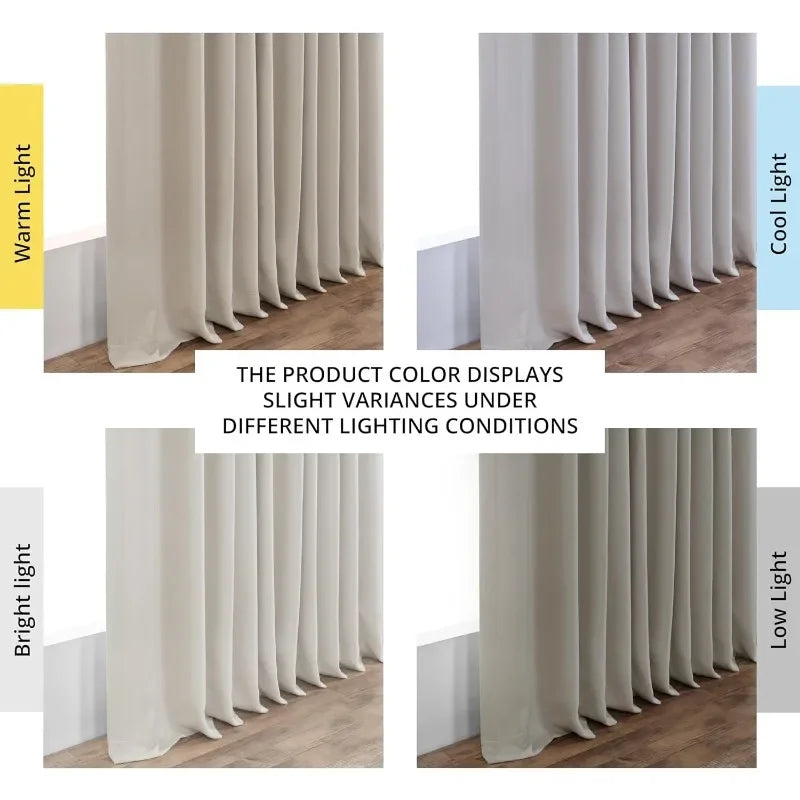Faux Linen Textured Room Darkening Curtains for Living Room and Bedroom