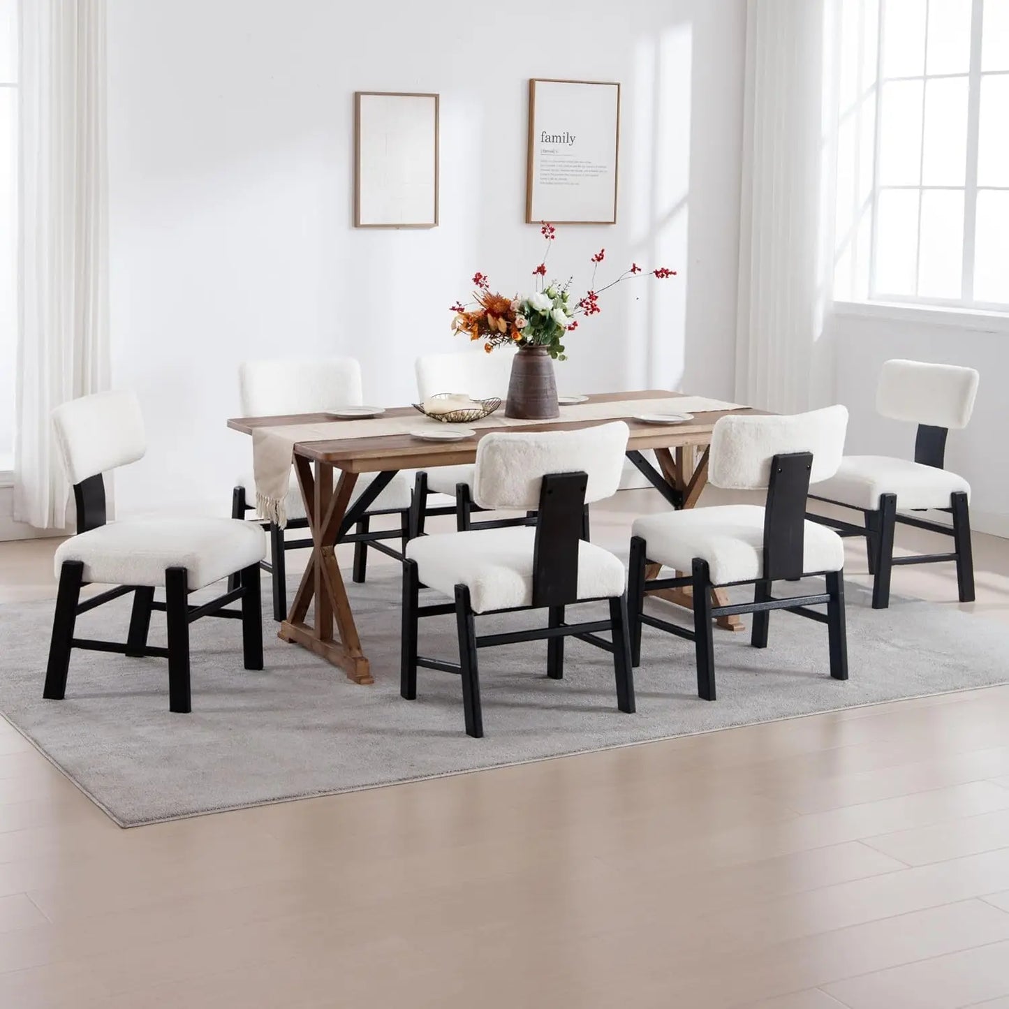 Dining Chairs Set of 4 Farmhouse Kitchen and Dining Room Chairs with Wood Legs Comfy Accent Side Chairs for Dining Living Room