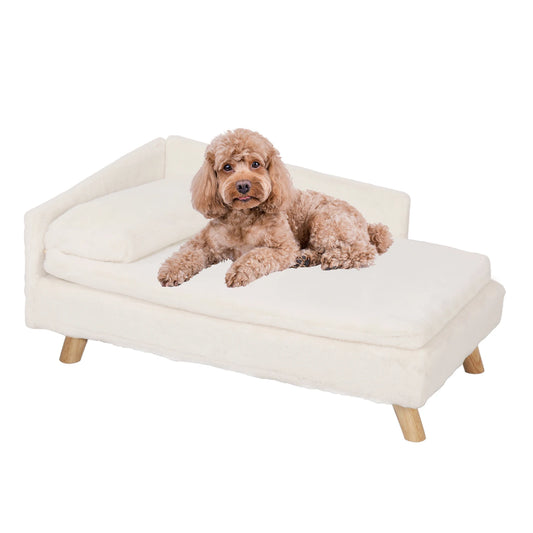 Elevated Pet Bed Solid Wood Leg Dog Cat Sofa for Indoor L Shape Plush Couch