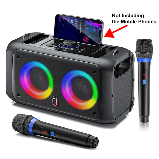 Outdoor Wireless Karaoke Speaker with Stereo Surround and Microphones