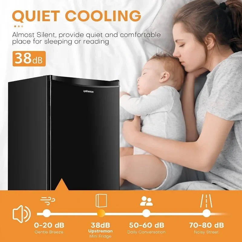 Upstreman 3.2 Cu.Ft Mini Fridge with Freezer for Dorm Office Bedroom