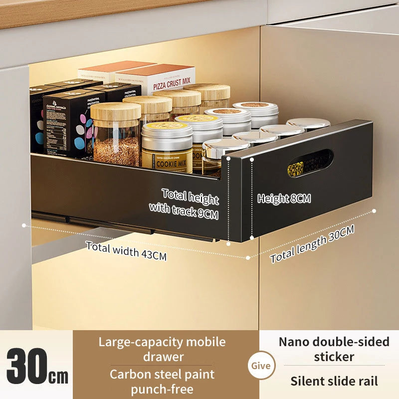 In-Cabinet Pulley Drawer Shelf Organizer for Efficient Kitchen Storage