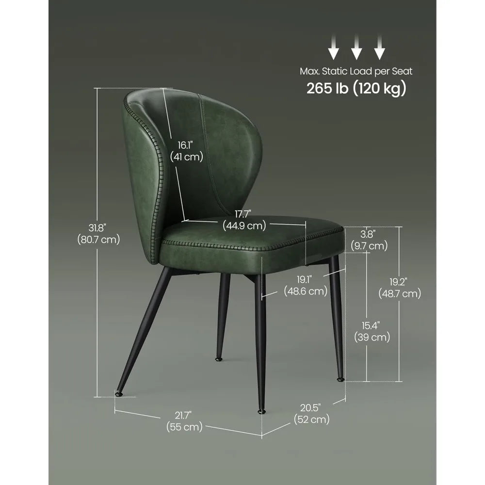 Elegant Dining Chairs Set of Four with Synthetic Leather Upholstery
