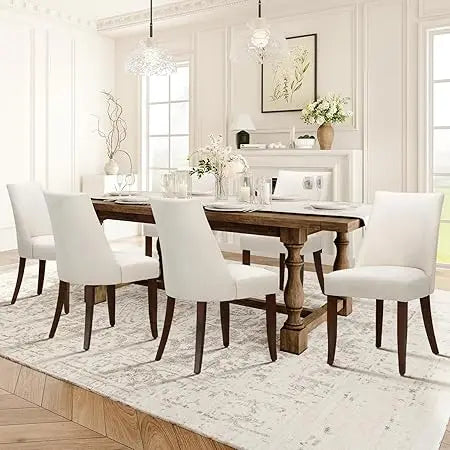 Upholstered Dining Chairs Set of 6 Mid Century Modern Kitchen Chairs with Back Farmhouse Fabric Side Dining Room Chairs
