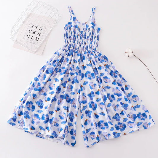 Fashion Summer One Pieces Playsuits Girls Rompers Casual Body Suit Children Clothes Beach Outfits Wide Leg Jumpsuits Kids Bottom
