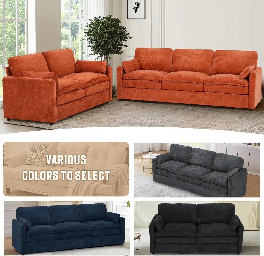 Modern Upholstered Sofa Couch with Soft Thick Cushions