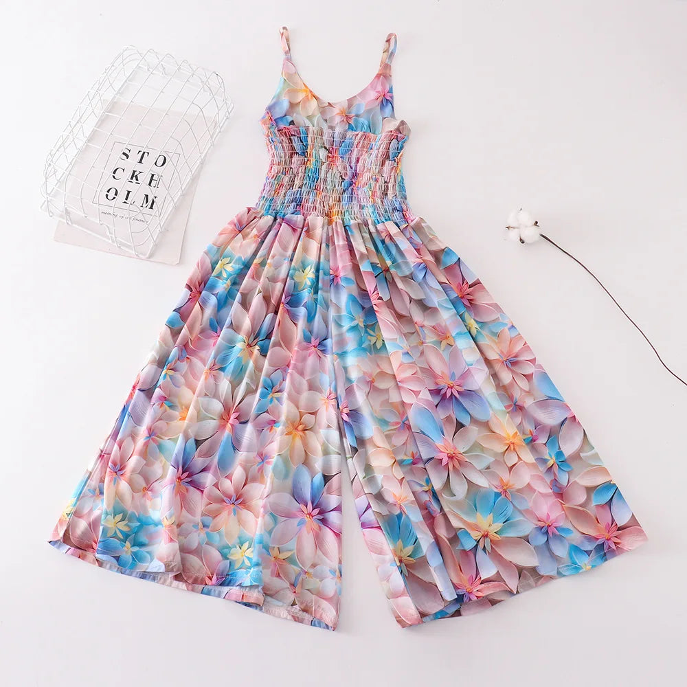 Girls Summer Playsuit Romper Wide Leg Beach Jumpsuit
