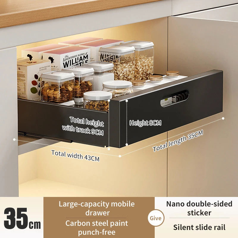 In-Cabinet Pulley Drawer Shelf Organizer for Efficient Kitchen Storage
